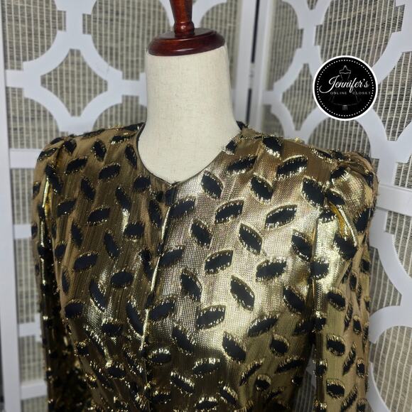 Partridge In A Pear Tree Vintage 80's Metallic Gold & Black Formal Jacket Size 8 - Picture 2 of 16